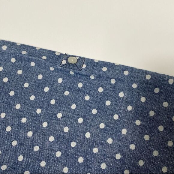 Talbots Blue Chambray White Polka Dot Button Up Top Women's Size 8 - Picture 5 of 14